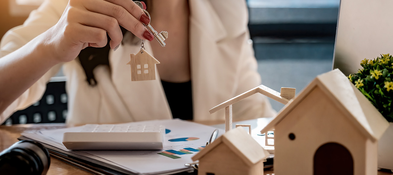 Real estate agent offer hand for customer sign agreement contract signature for buy or sell house Real estate concept contact agreement concept