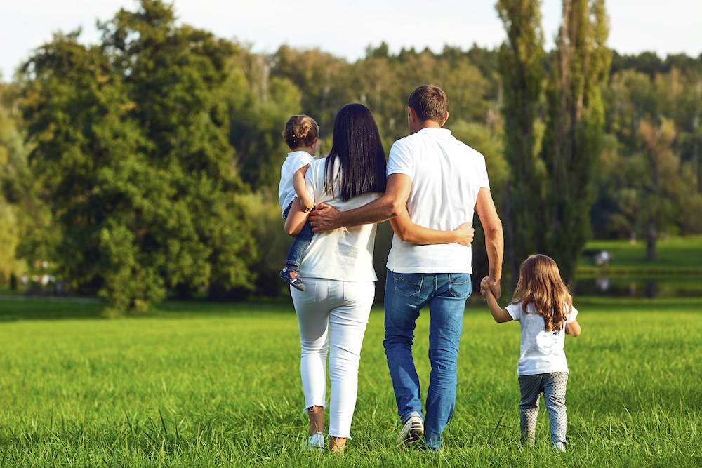 parents children walking